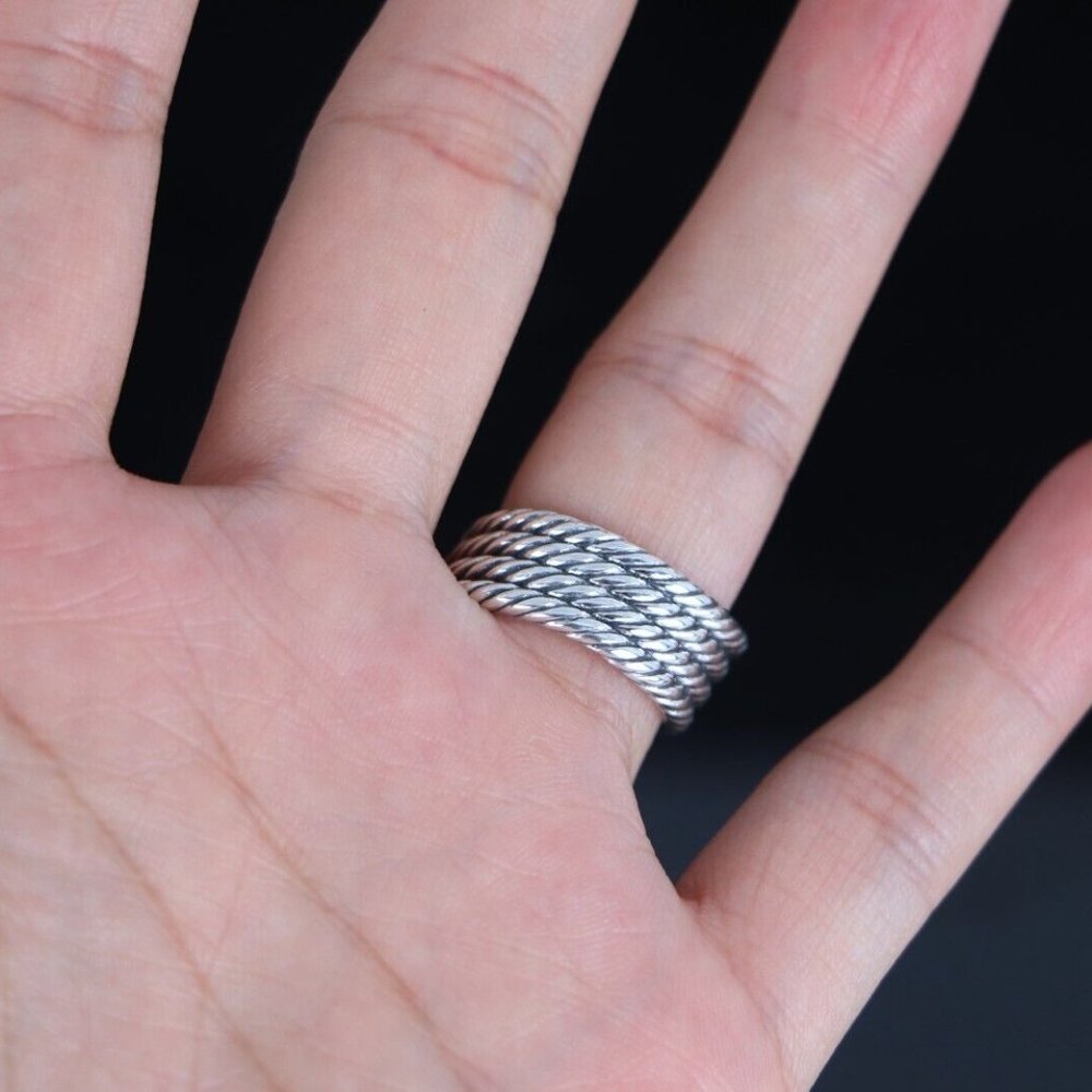 David Yurman Sterling Silver Pave Diamond 4 Row Willow Cocktail Ring Band 6 - Picture 4 of 7